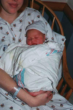 In mommy's arms 